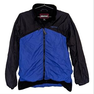 VTG Marmot DriClimate Windbreaker Jacket Blue Black Fleece Lined Full Zip